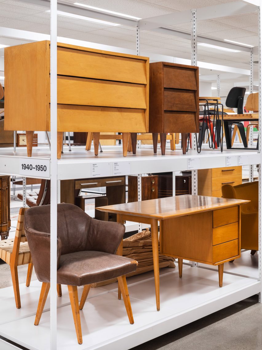 Furniture on white shelving