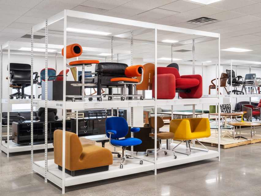 Chairs on shelves