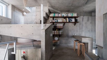Walls of concrete in Japanese house