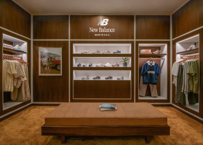 Wood-panelled room in New Balance London flagship 