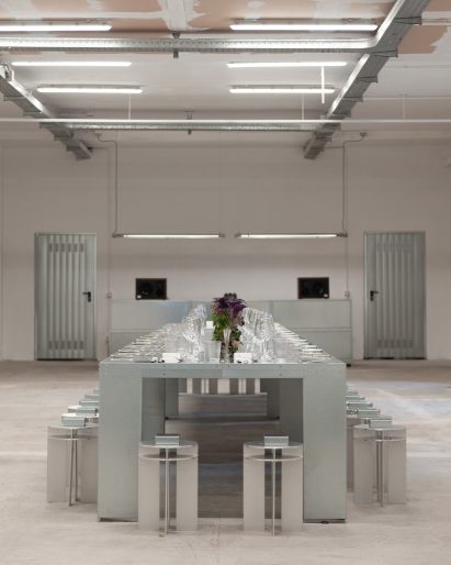 Steel tables with steel stools