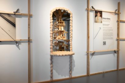 Wood-framed mirror
