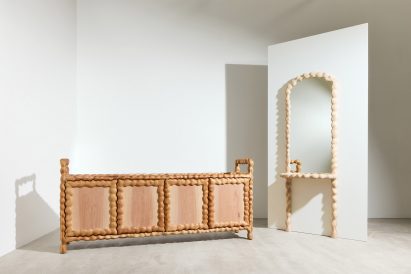 Wooden furniture by Anna Maria Øfstedal Eng for No. 1 Common exhibition by AHEC at 3 Days of Design 2025
