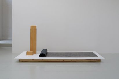 Yoga mat and wooden storage box by Marie-Louise Høstbo