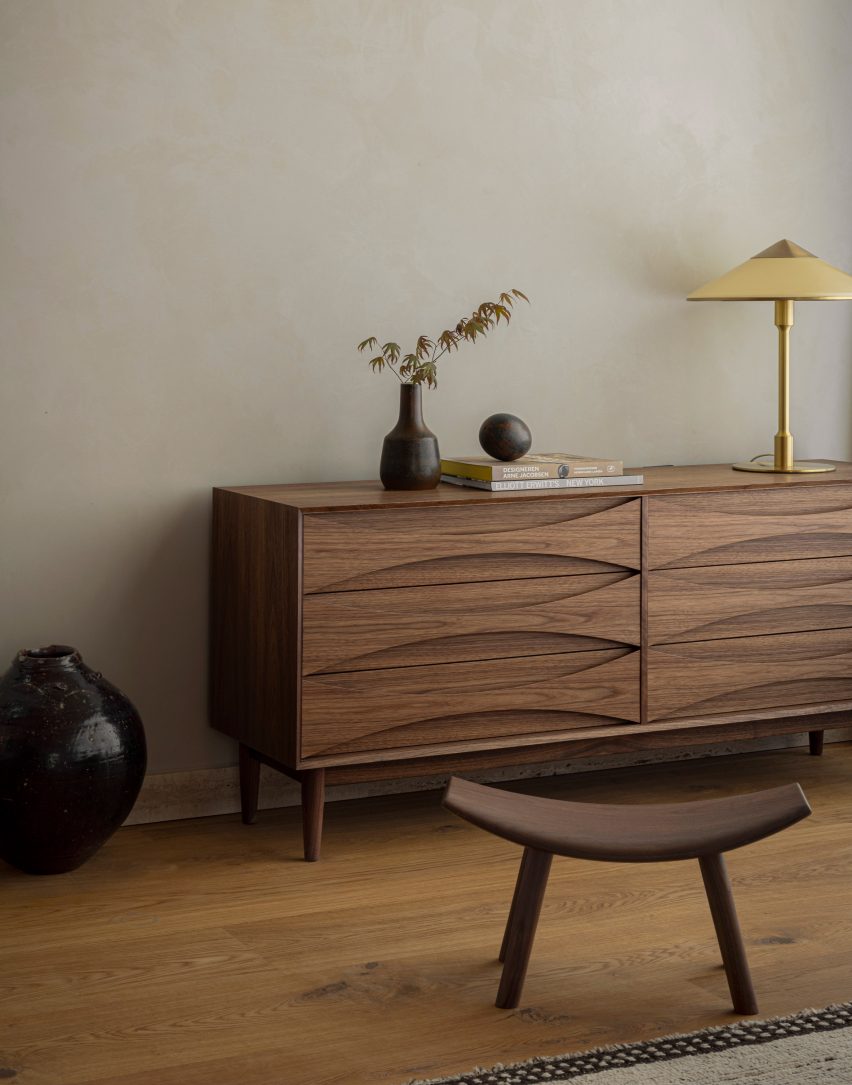 Wooden side table in Puro hotel