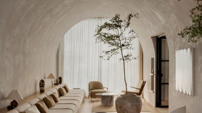 Lounge area with curved roof Puro hotel Old Town Warsaw