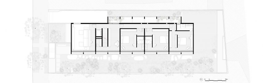 First floor plan of Rua Polônia House by Gabriel Kogan and Guilherme Pianca