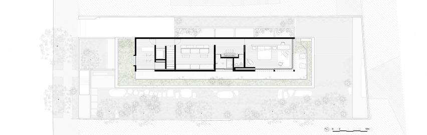 Second floor plan of Rua Polônia House by Gabriel Kogan and Guilherme Pianca