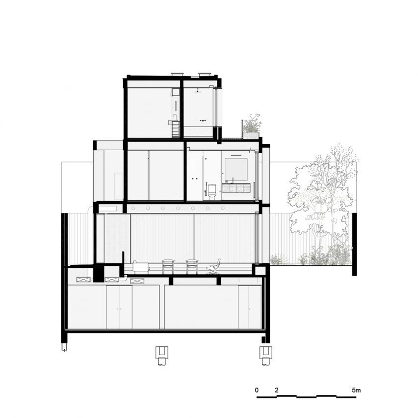 Section of Rua Polônia House by Gabriel Kogan and Guilherme Pianca