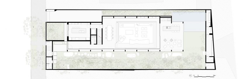 Ground floor plan of Rua Polônia House by Gabriel Kogan and Guilherme Pianca