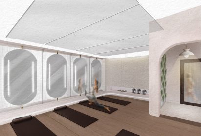 a visualisation of a yoga studio
