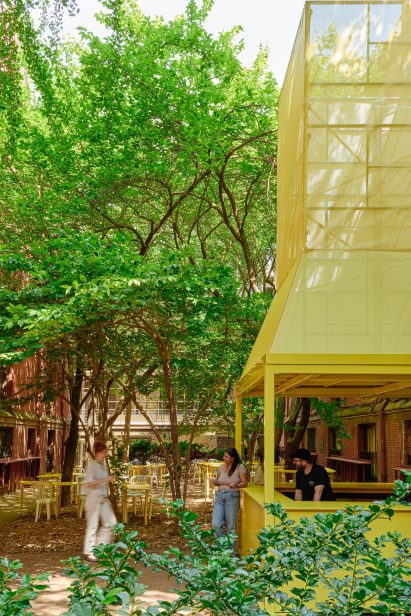Yellow tall pop-up bar at Frankie's Summer Club
