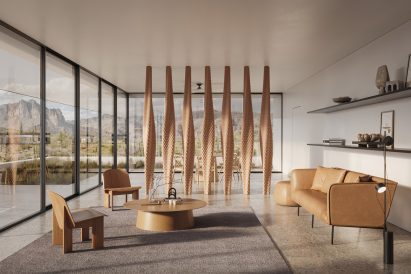 Collumns set up in rendered room