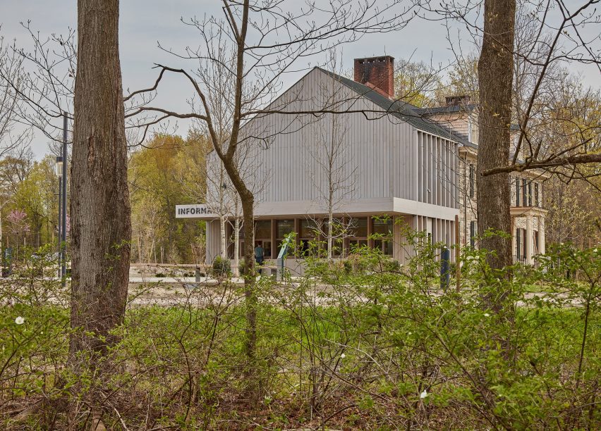 Grey and stone clad building
