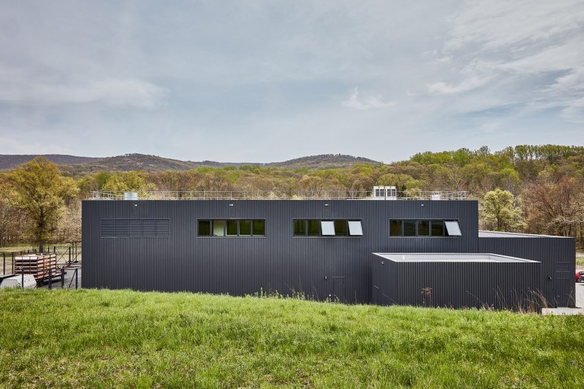 Black clad building