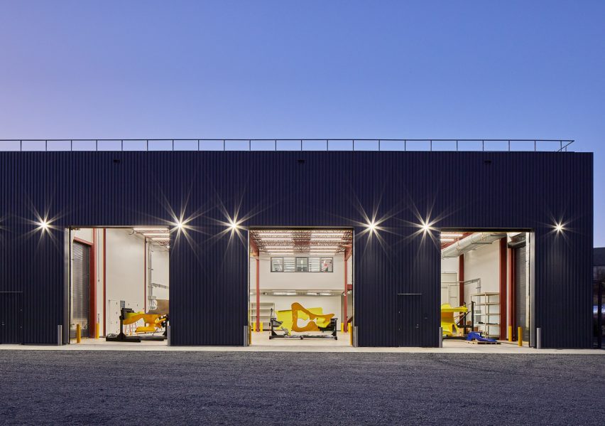 Black clad building