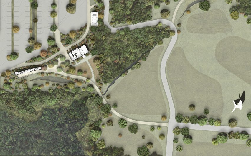 An architectural drawing of a site plan