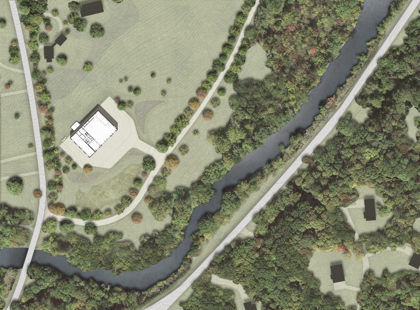 An architectural drawing of a site plan