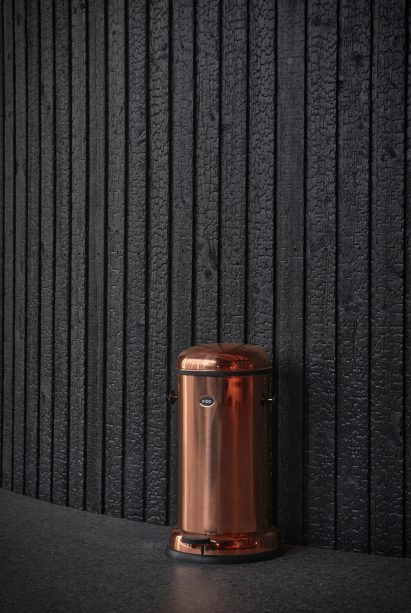 Copper pedal bin in Vipp x Studio KO guesthouse