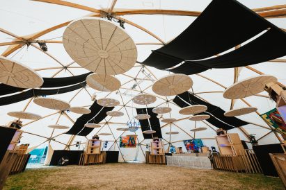Glastonbury stage with mycelium soundproofing