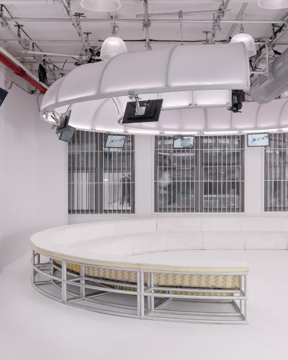 A TV studio within the Telfar store
