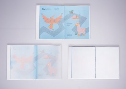 A graphic showing the colours within a book slowly fading