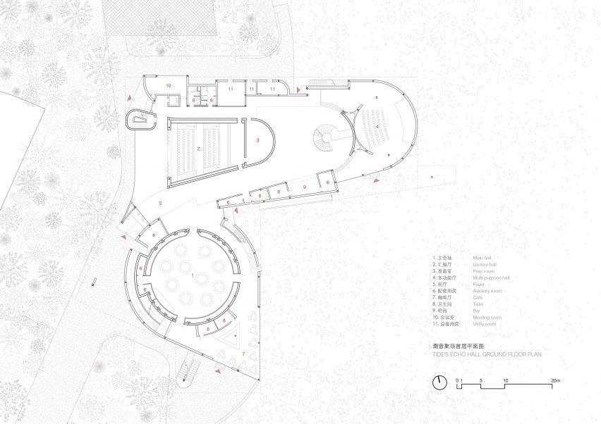 Plan of Tide's Echo Hall by Trace Architecture Office