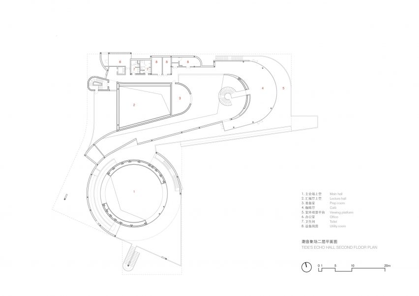 Plan of Tide's Echo Hall by Trace Architecture Office