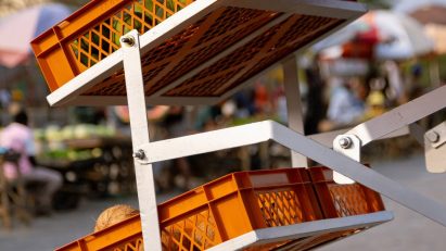 Umbrella Crate Stall by Paul Yakubu