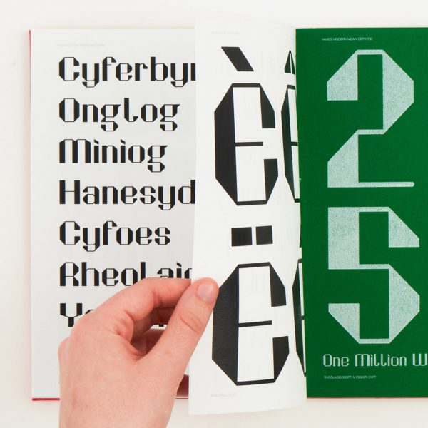 a photograph of a person's hands holding open a book in tones of green, white and black