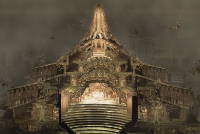 a visualisation of a building in tones of brown and beige