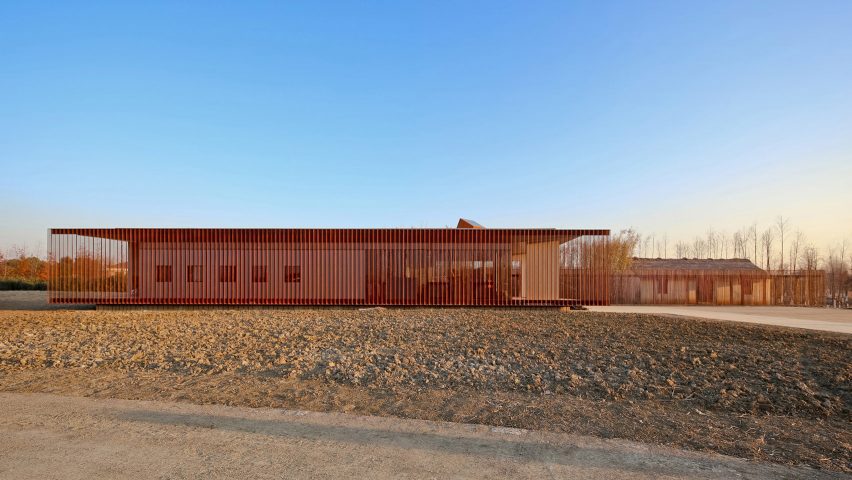 Visitor centre with mesh facade