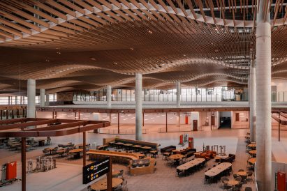 Interior of Western Sydney International Airport by Zaha Hadid Architects, Woods Bagot and Cox Architecture