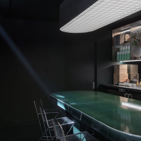 Green tile counter