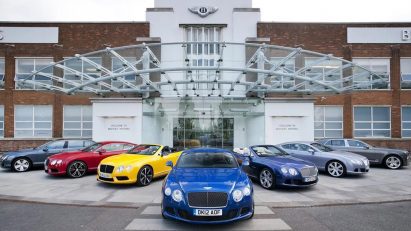 Cars outside the Bentley site in Crewe before the refurbishment project