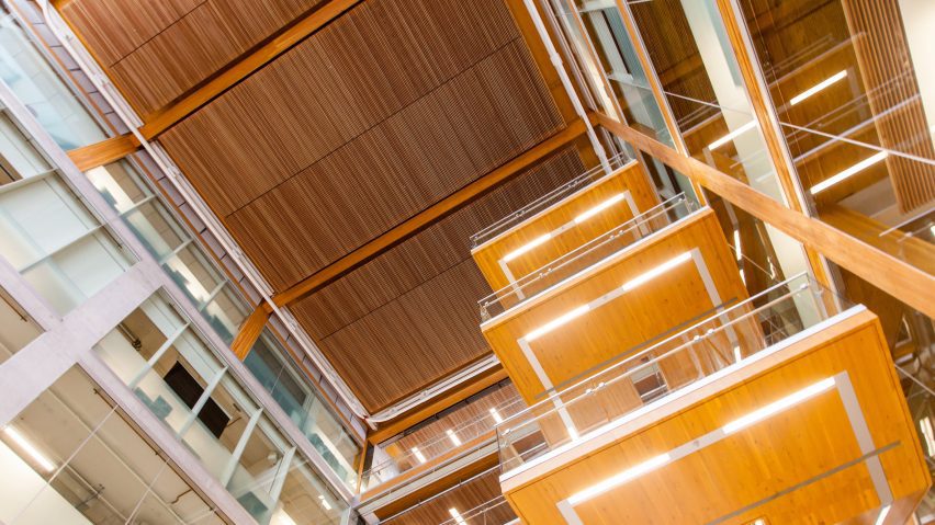 Photo of the wooden ceiling of a building