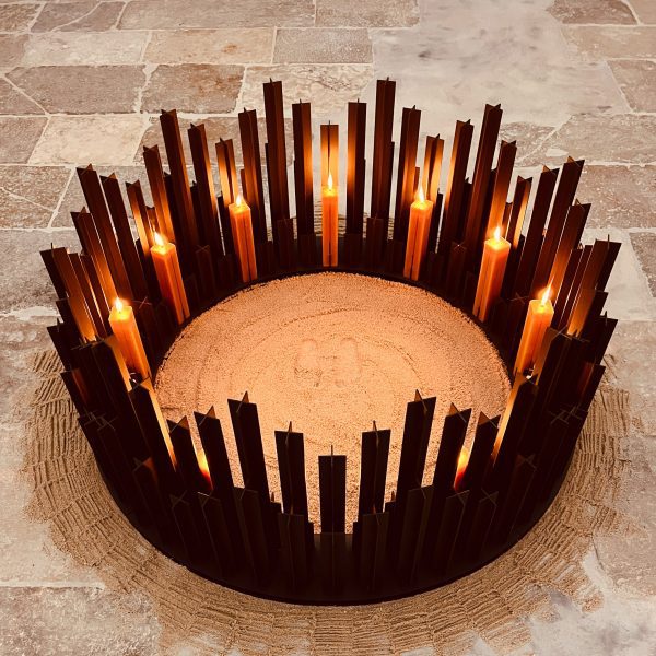 Iron Alma Mater candle holders