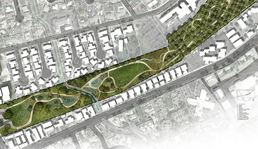 a visualisation from above of buildings