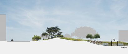 a visualisation showing trees and buildings