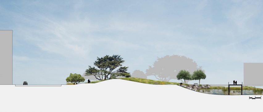 a visualisation showing trees and buildings