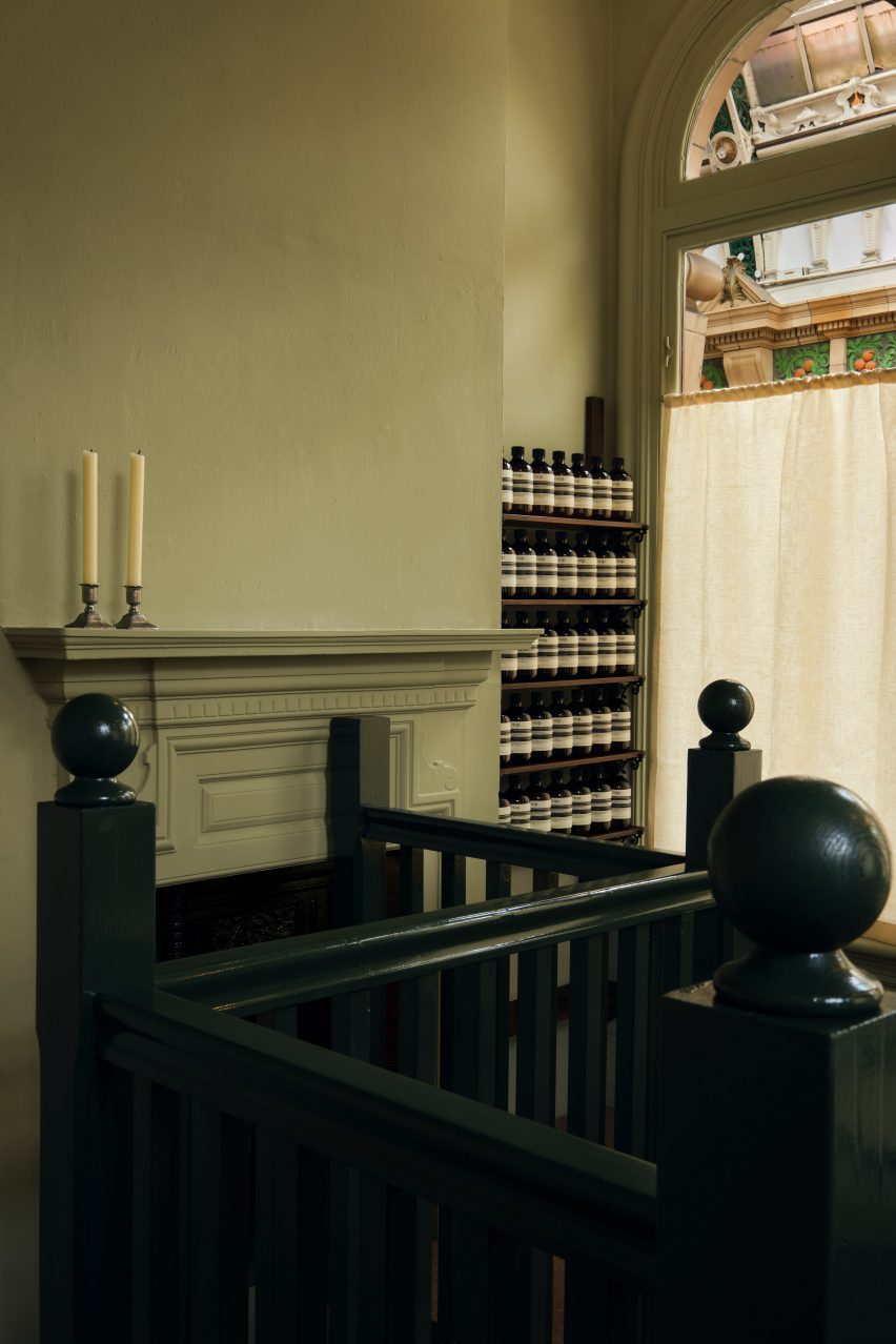 Wooden details in Aesop Leeds