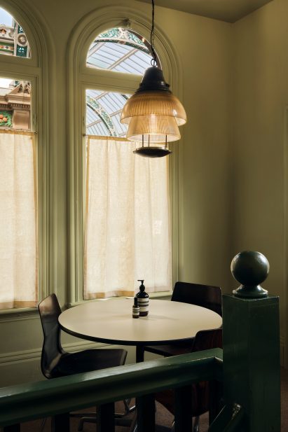 Seating area in Aesop store in Leeds