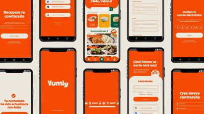 a design for an app in tones of orange and beige