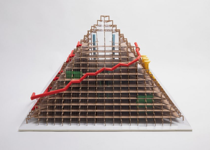 an architectural model of a pyramid