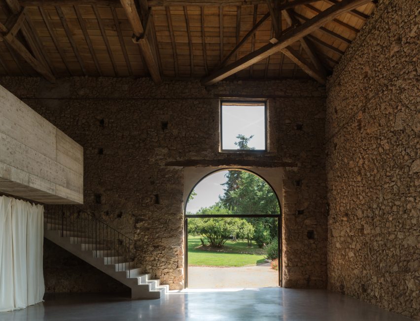 Arched door in French barn