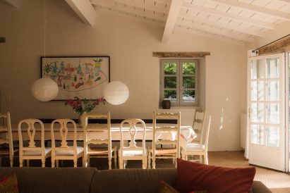 Interior of French yoga retreat Amassa