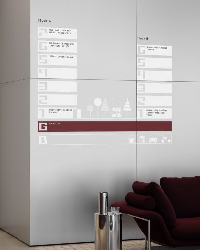 Maple House wayfinding and signage by BOB Design