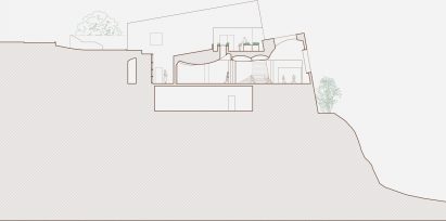 a diagramme of a building plan in tones of brown and white