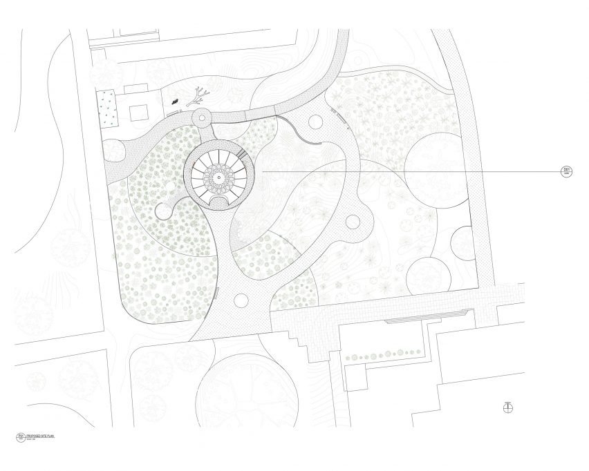 Site plan of Carbon Garden Pavilion by Mizzi Studio