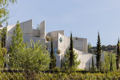 Concrete vet hospital amongst trees